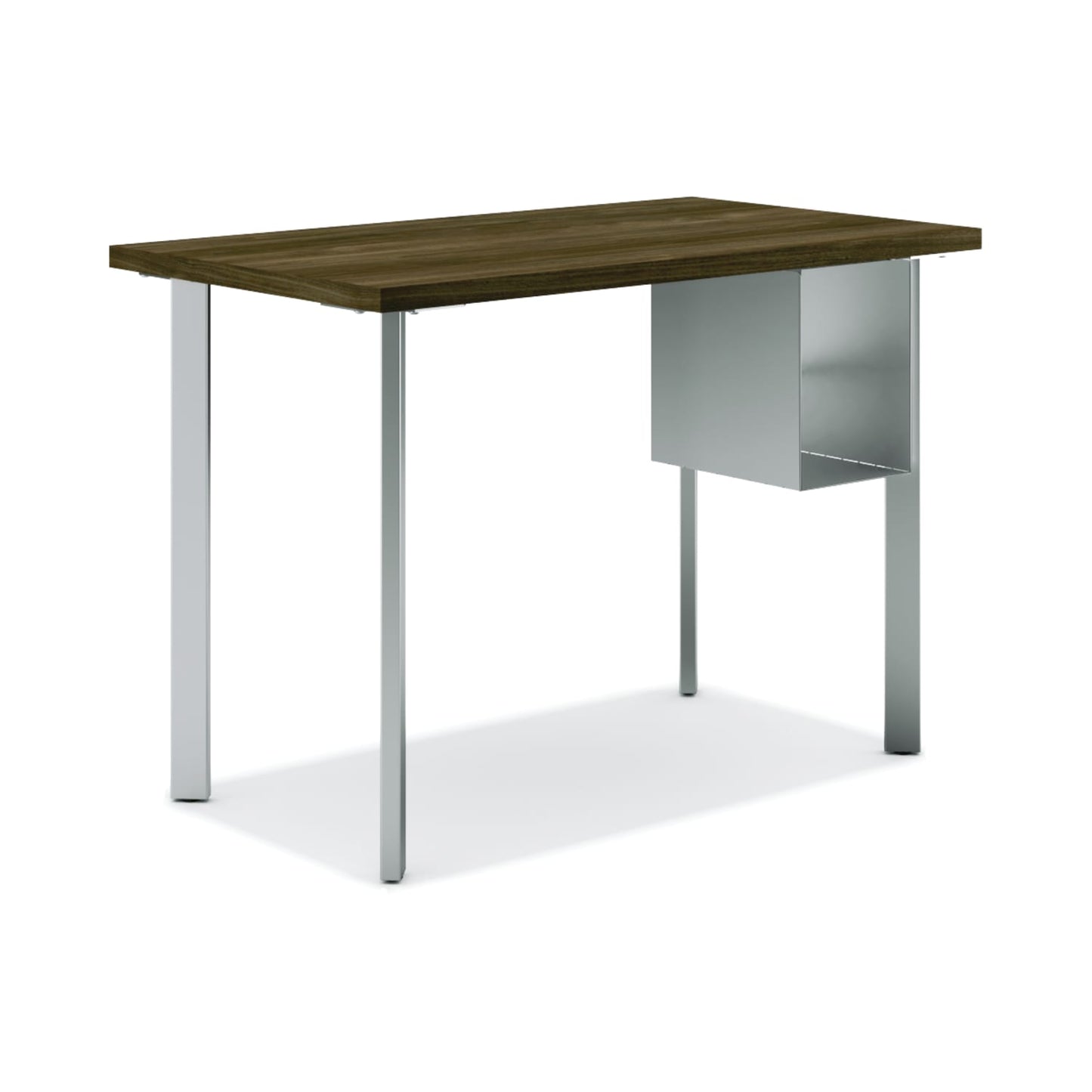 HON Coze Table Desk | U-Storage | 48"W x 24"D | Florence Walnut Laminate | Silver Leg Finish