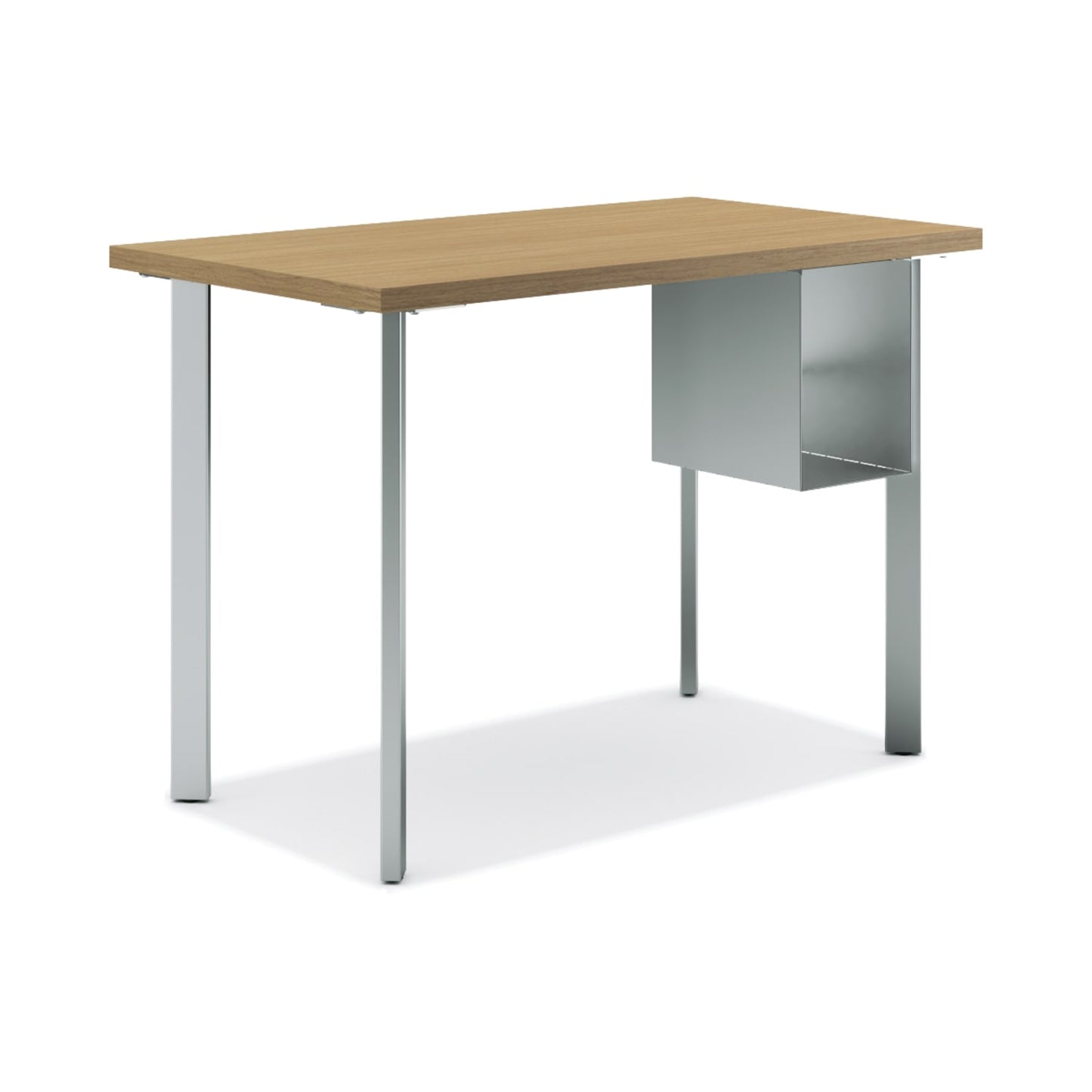 HON Coze Table Desk | U-Storage | 48"W x 24"D | Natural Recon Laminate | Silver Leg Finish