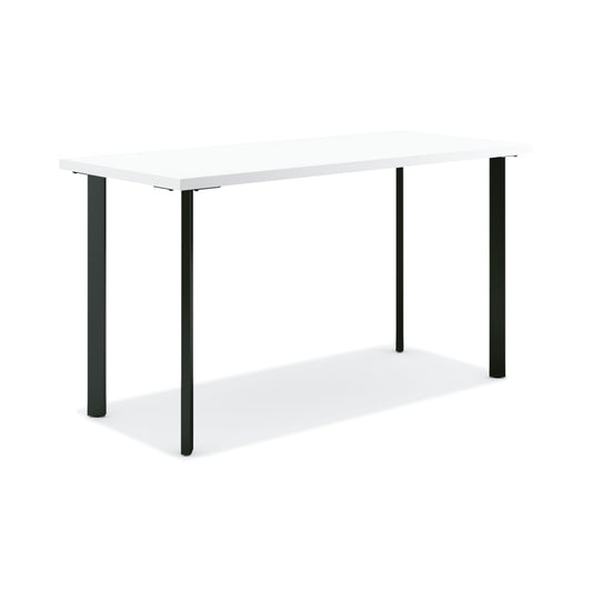 HON Coze Table Desk | 48"W x 24"D | Designer White Laminate | Black Leg Finish
