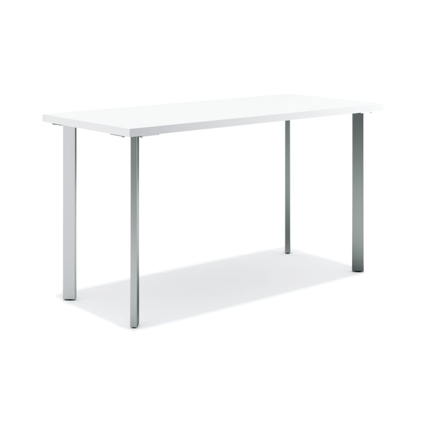 HON Coze Table Desk | 48"W x 24"D | Designer White Laminate | Silver Leg Finish