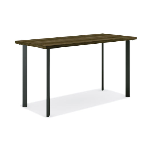 HON Coze Table Desk | 48"W x 24"D | Florence Walnut Laminate | Black Leg Finish