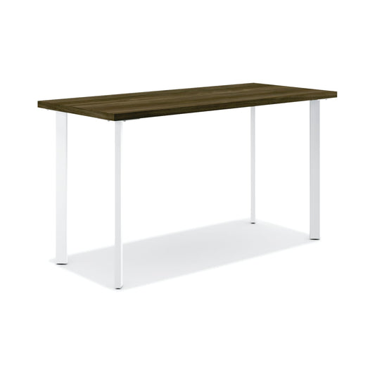 HON Coze Table Desk | 48"W x 24"D | Florence Walnut Laminate | Designer White Leg Finish