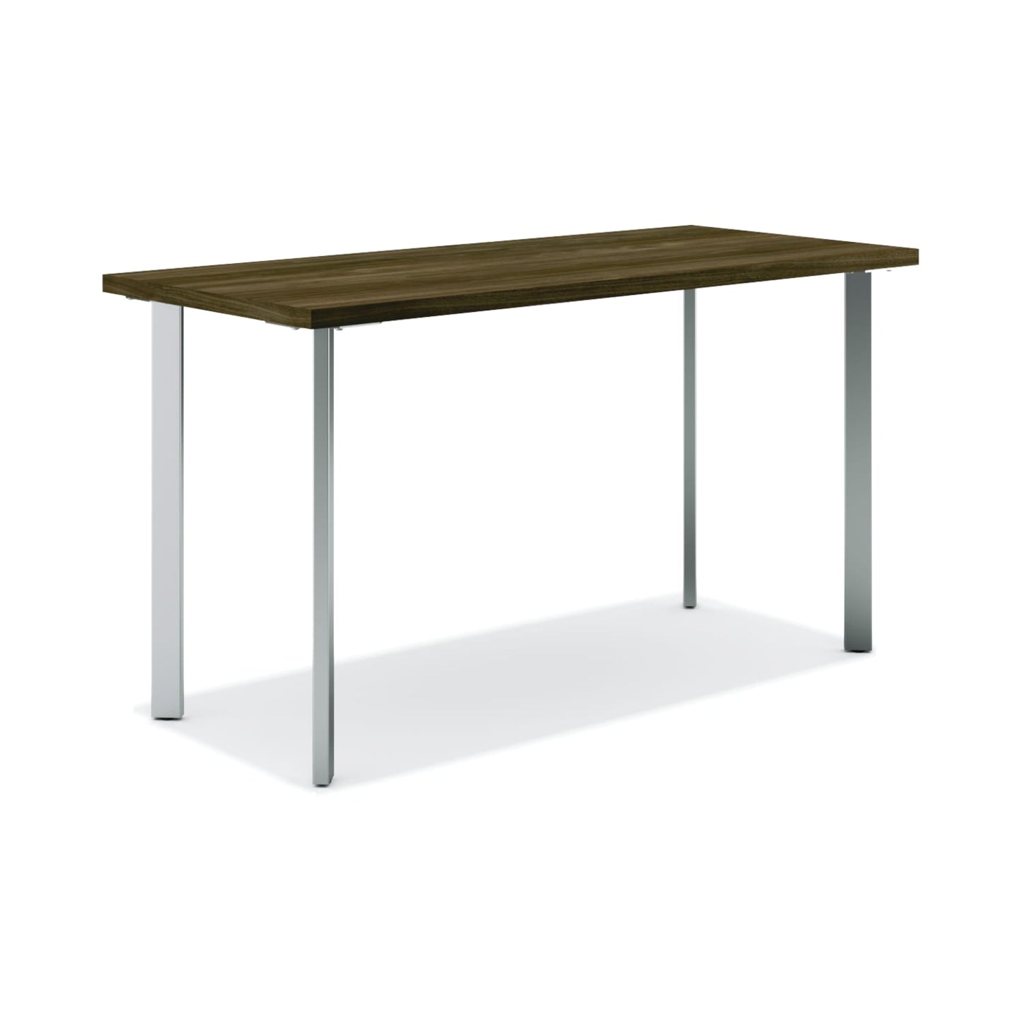 HON Coze Table Desk | 48"W x 24"D | Florence Walnut Laminate | Silver Leg Finish