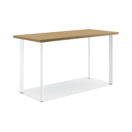 HON Coze Table Desk | 48"W x 24"D | Natural Recon Laminate | Designer White Leg Finish