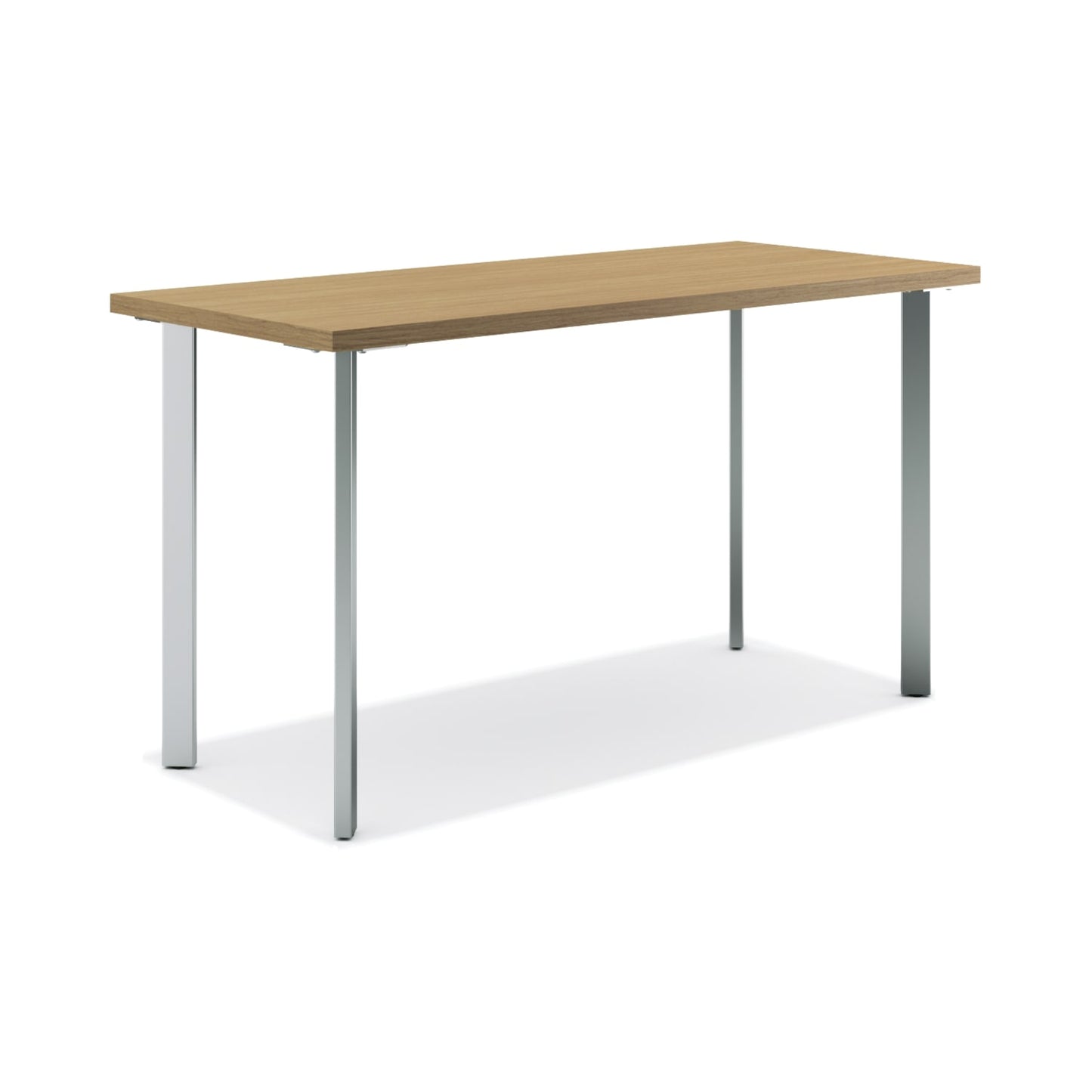 HON Coze Table Desk | 48"W x 24"D | Natural Recon Laminate | Silver Leg Finish