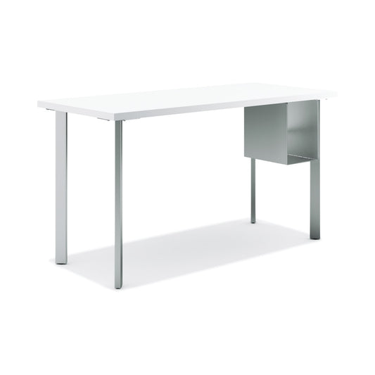 HON Coze Table Desk | U-Storage | 54"W x 24"D | Designer White Laminate | Silver Leg Finish