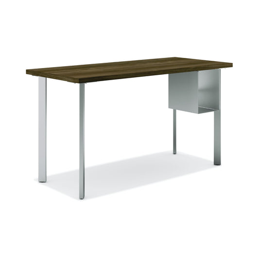 HON Coze Table Desk | U-Storage | 54"W x 24"D | Florence Walnut Laminate | Silver Leg Finish