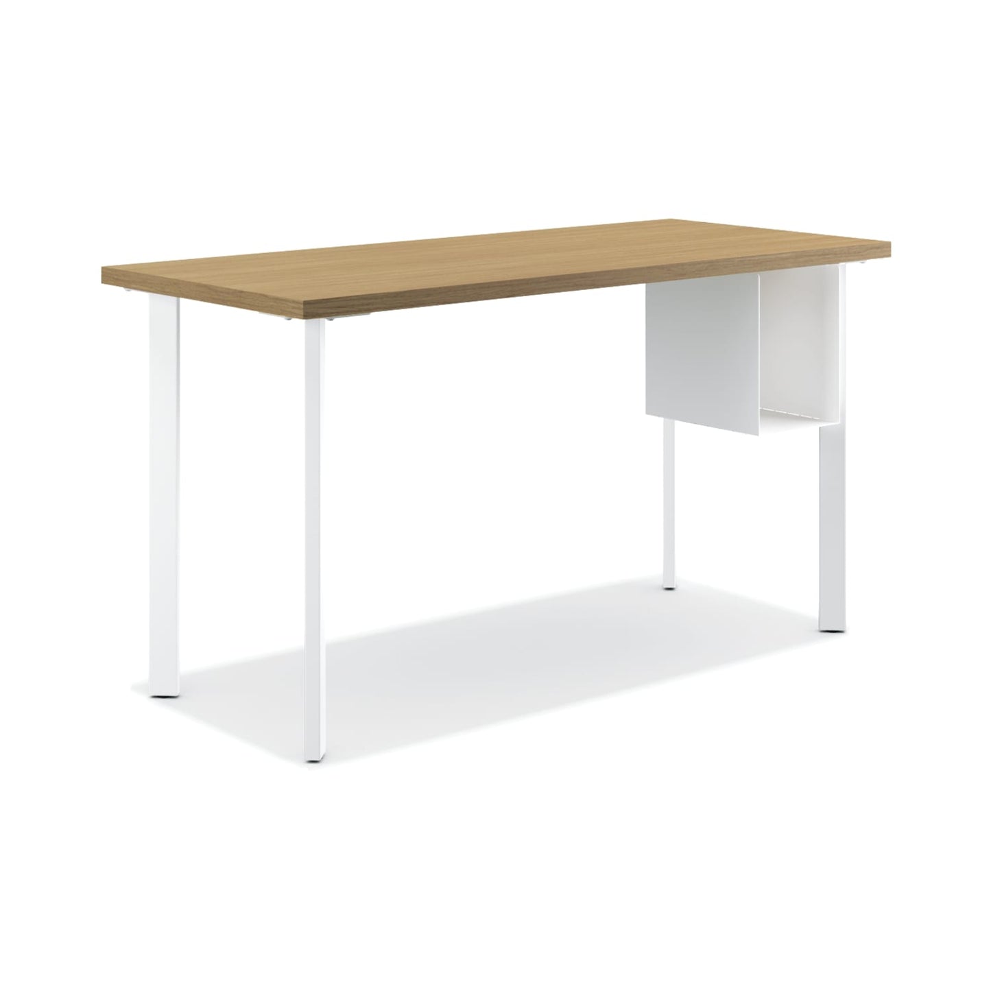 HON Coze Table Desk | U-Storage | 54"W x 24"D | Natural Recon Laminate | Designer White Leg Finish