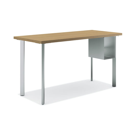 HON Coze Table Desk | U-Storage | 54"W x 24"D | Natural Recon Laminate | Silver Leg Finish