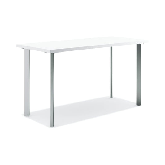 HON Coze Table Desk | 54"W x 24"D | Designer White Laminate | Silver Leg Finish