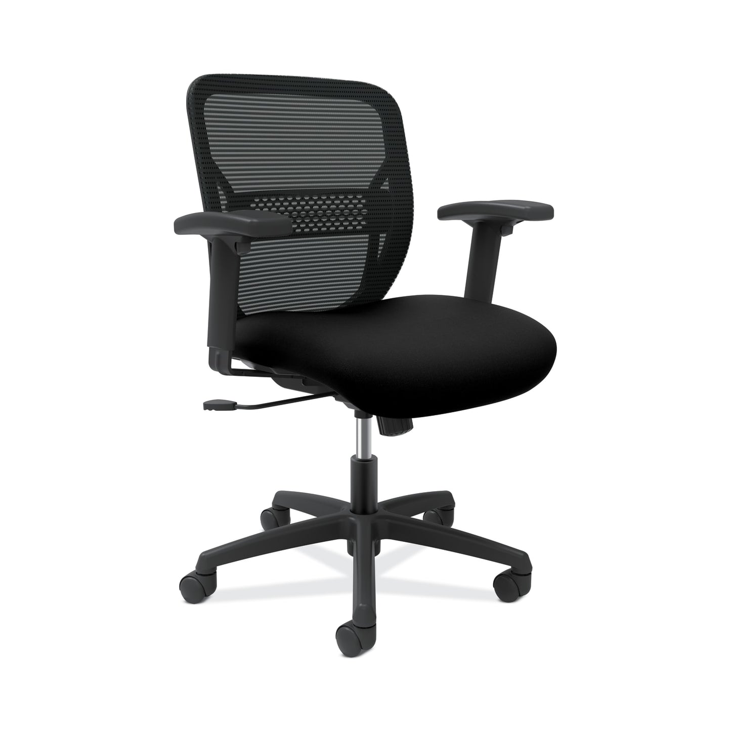 HON Gateway Task Chair | Mid-Back | Height-Adjustable Arms | Adjustable Lumbar | Black Fabric and Mesh