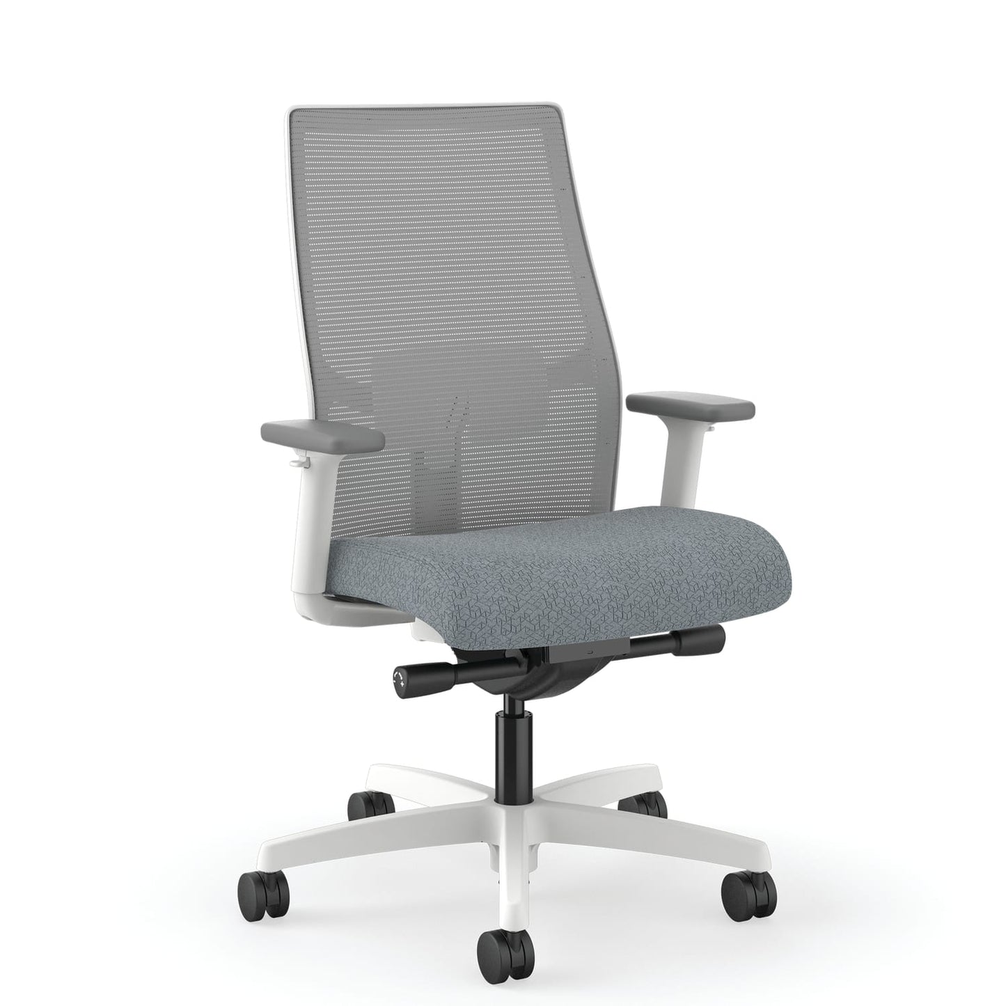 HON Ignition 2.0 Mesh Back Office Chair | Mid-Back | Synchro-Tilt | Basalt Seat Fabric | Fog Mesh | Designer White Frame