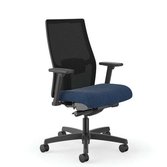 HON Ignition 2.0 Mesh Office Chair | Mid-Back | Mesh Back | Synchro-Tilt | Navy Seat Fabric | Black Mesh | Black Frame
