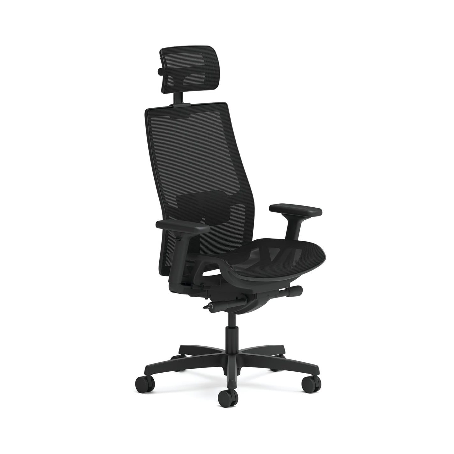 HON Ignition 2.0 Mesh Office Chair with Headrest | Mid-Back | Synchro-Tilt | Black Mesh Seat | Black Mesh Back | Black Frame