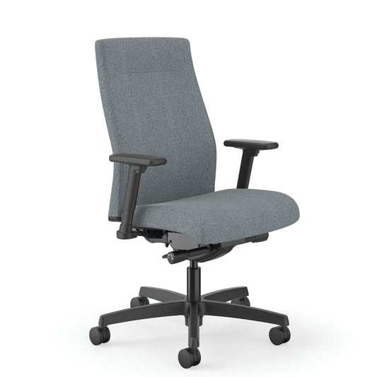 HON Ignition Mid-Back Task Chair | Easy Assembly | Advanced Synchro-Tilt Control | Hard Casters | Height- and Width-Adjustable Arms | Black Frame | Basalt Fabric