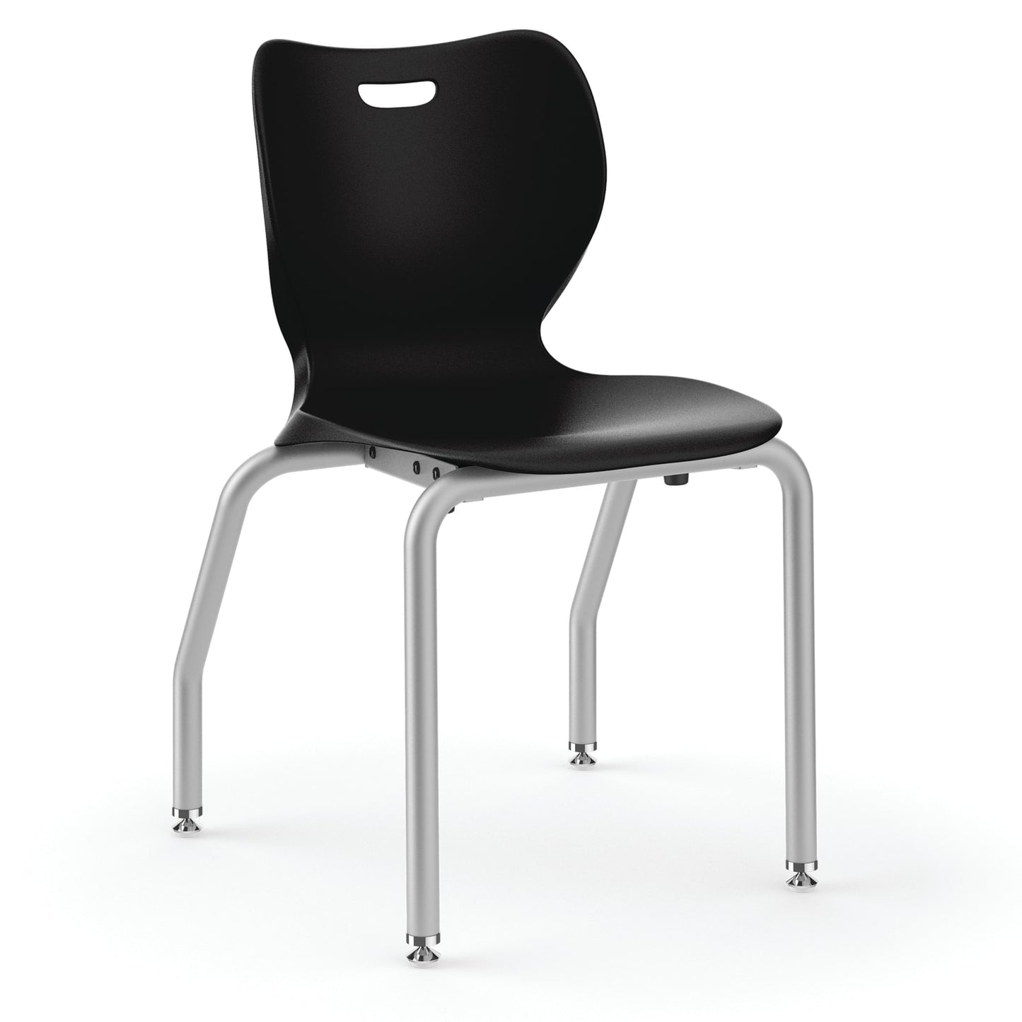 HON SmartLink 4-Leg Chair | Armless | Set of 4 | 18"H | Onyx Shell | Platinum Legs