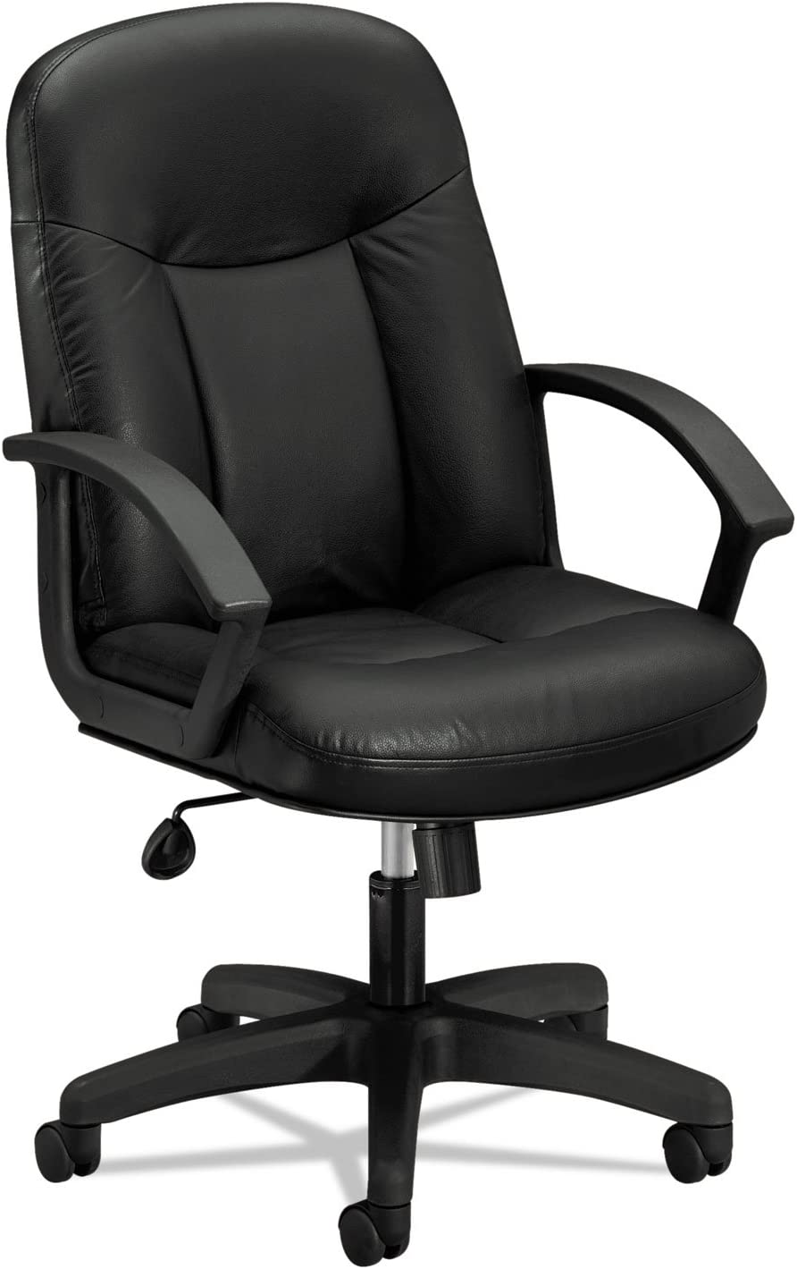 HON High-Back Executive Chair | Center-Tilt | Fixed Arms | Black Bonded Leather