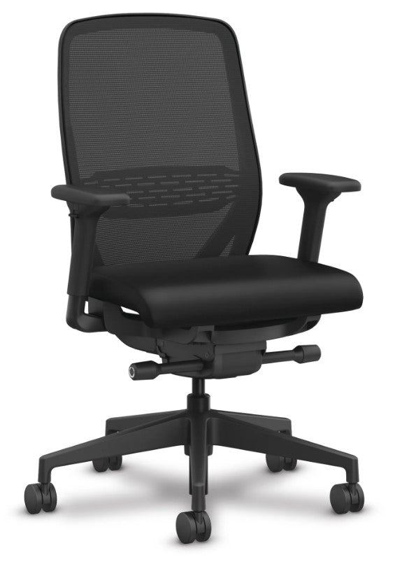 HON Nucleus Task Chair | Advanced Synchro-Tilt | Adjustable Arms | Mesh Back | Black Frame | Black Vinyl Seat