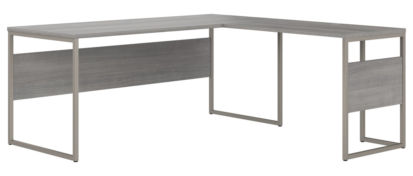 Bush Business Furniture Hybrid 72W x 30D L Shaped Table Desk with Metal Legs in Platinum Gray