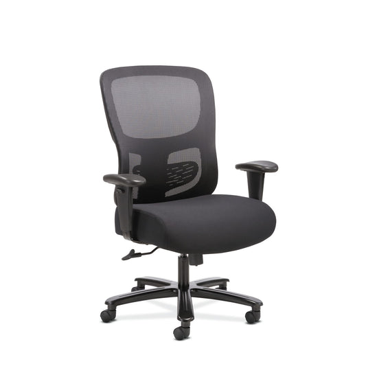 Sadie Big and Tall Chair | Height-Adjustable Arms | Adjustable Lumbar | Black Fabric and Mesh