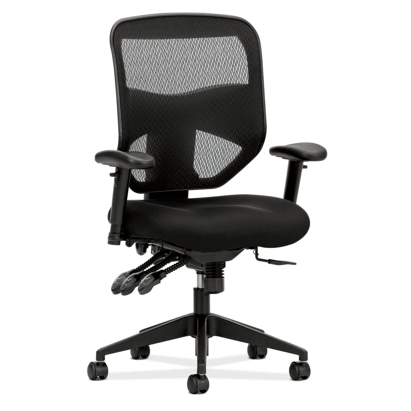 HON Prominent Mesh High-Back Task Chair | Asynchronous Control, Seat Glide | 2-Way Arms | Black Mesh