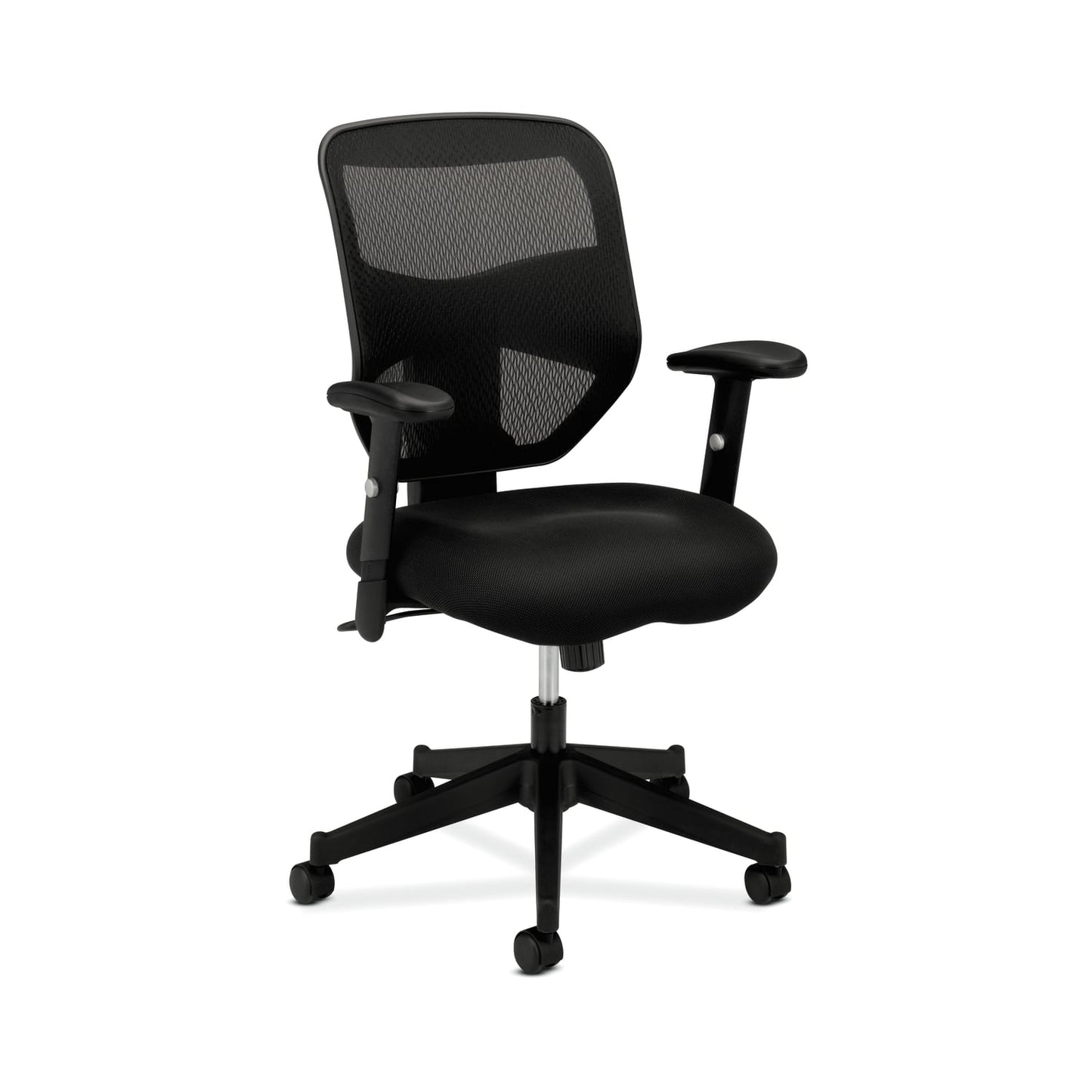HON Prominent Mesh High-Back Task Chair | Center-Tilt | Adjustable Arms | Black Sandwich Mesh Seat