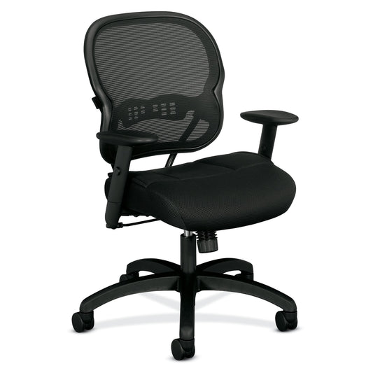HON Wave Mesh Mid-Back Chair | Synchro-Tilt, Tension, Lock | Adjustable Arms | Black Mesh Back | Black Sandwich Mesh Seat