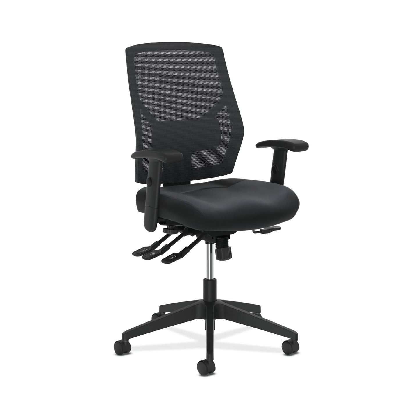 HON Crio High-Back Task Chair | Mesh Back | Adjustable Arms | Asynchronous Control | Adjustable Lumbar | Black Leather
