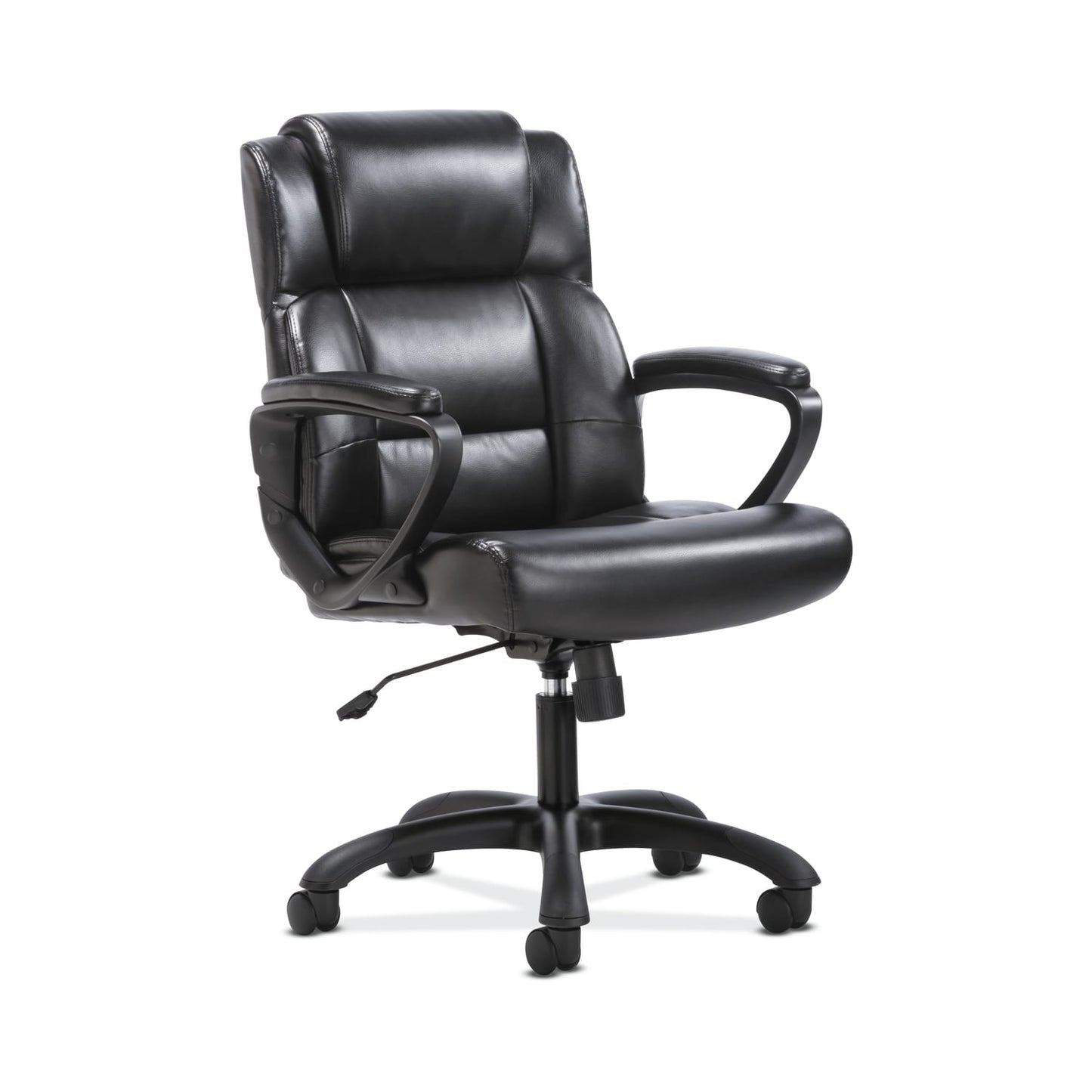 Sadie Mid-Back Executive Chair | Fixed Padded Arms | Black Leather