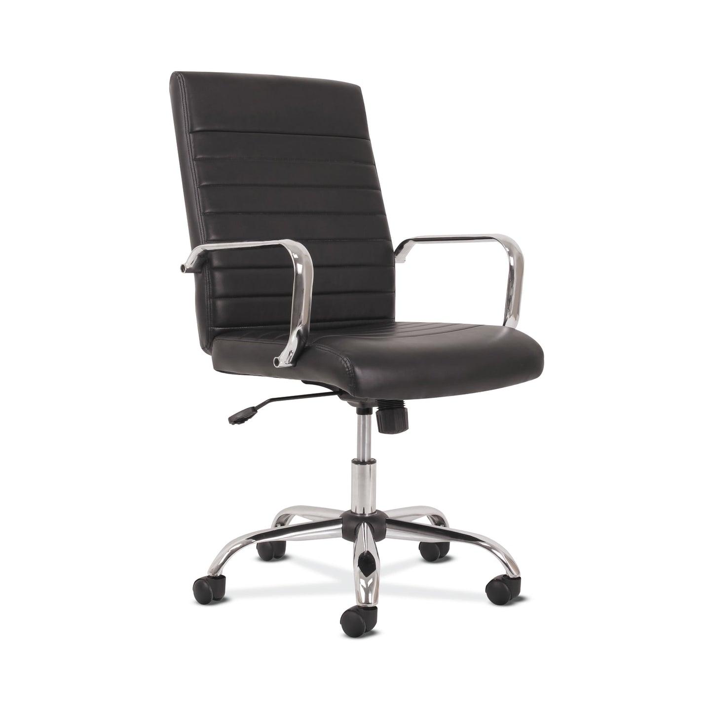 Sadie Executive Chair | Fixed Arms | Black Bonded Leather | Chrome Accents
