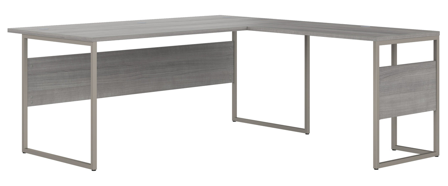Bush Business Furniture Hybrid 72W x 36D L Shaped Table Desk with Metal Legs in Platinum Gray
