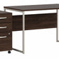 Bush Business Furniture Hybrid 48W x 30D Computer Table Desk with 3 Drawer Mobile File Cabinet in Black Walnut