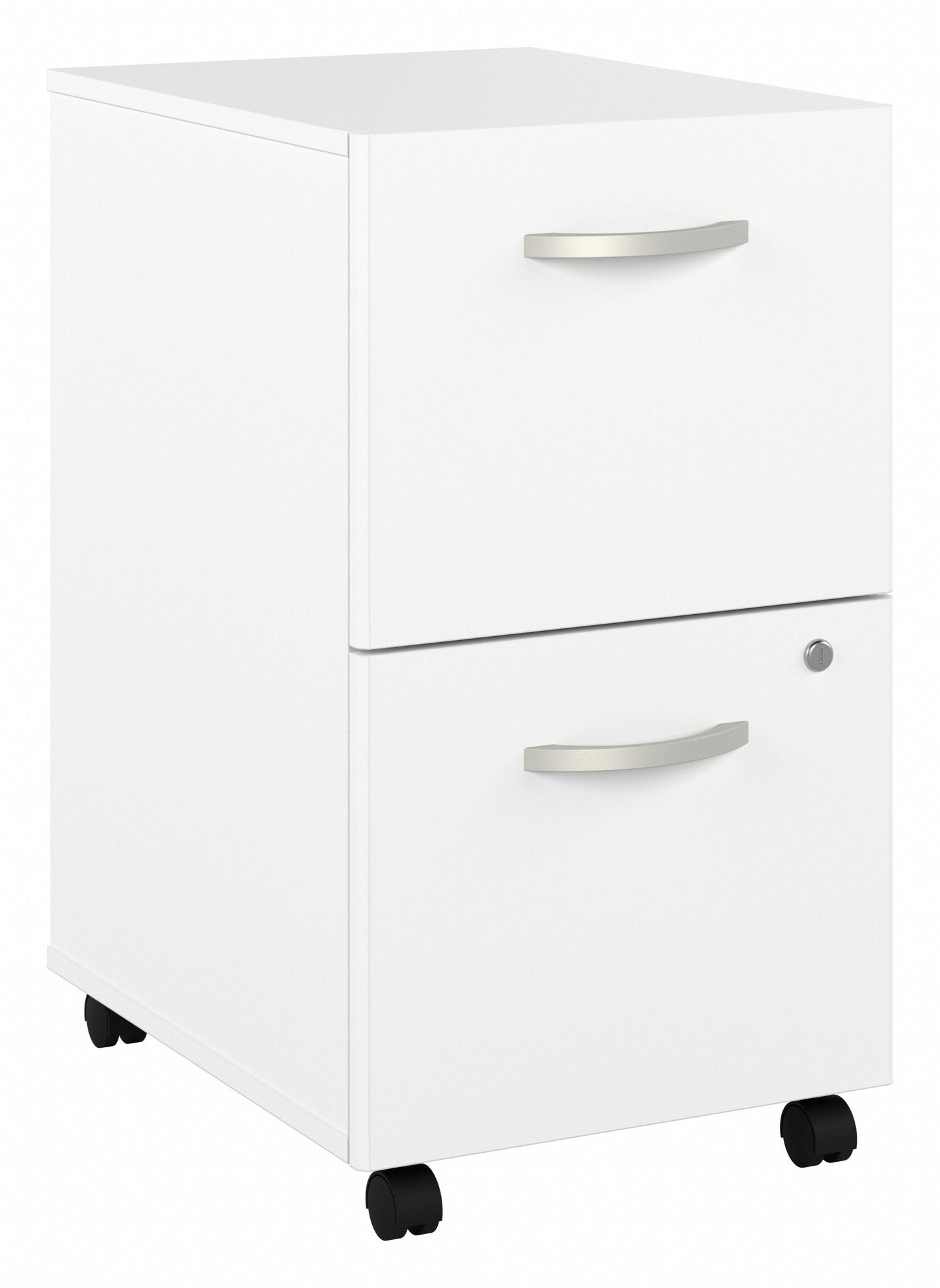 Bush Business Furniture Hybrid 2 Drawer Mobile File Cabinet in White - Assembled