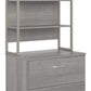 Bush Business Furniture Hybrid 2 Drawer Lateral File Cabinet with Shelves in Platinum Gray
